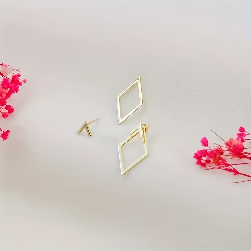 Boho Geometric Cutout Gold Stud Earrings