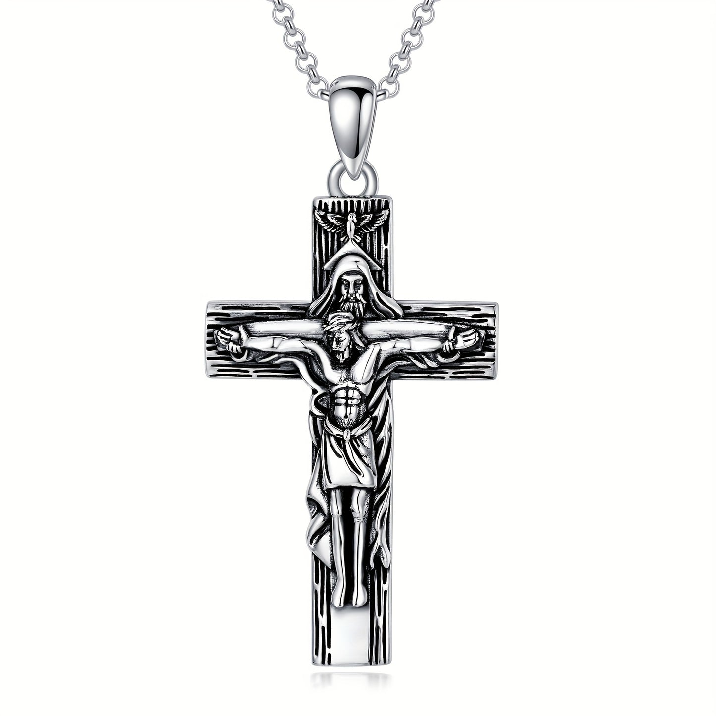 JESUS CROSS NECKLACE 925 STERLING SILVER