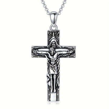 JESUS CROSS NECKLACE 925 STERLING SILVER