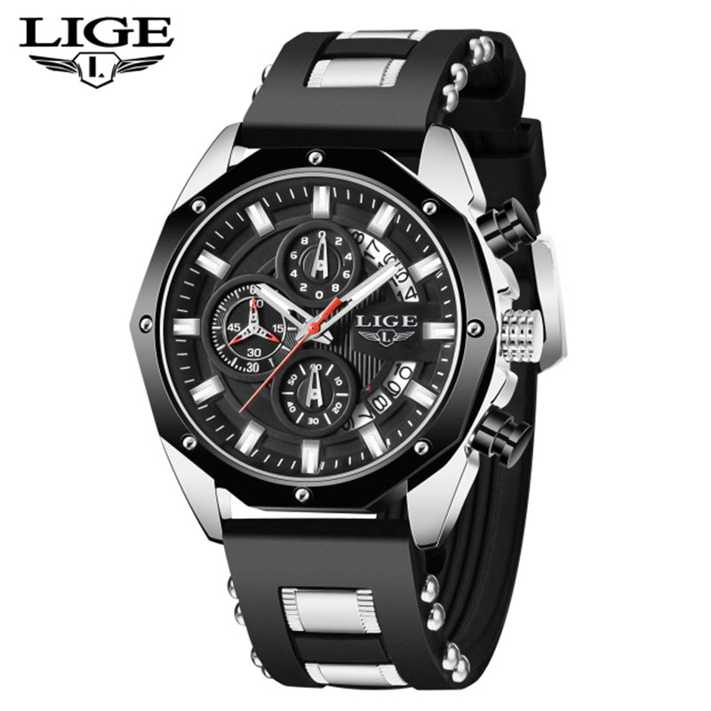 LIGE Luxury Sport Chronograph Watch
