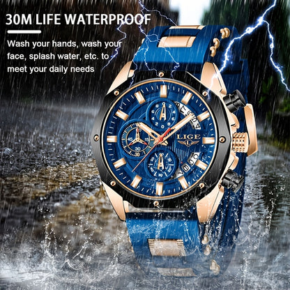 LIGE Luxury Sport Chronograph Watch
