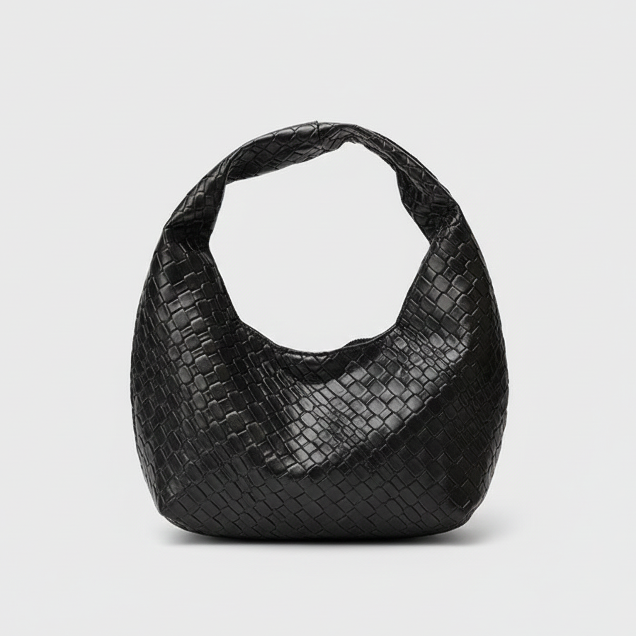 CLASSIC WOVEN EMBOSSED PU LEATHER HOBO BAG