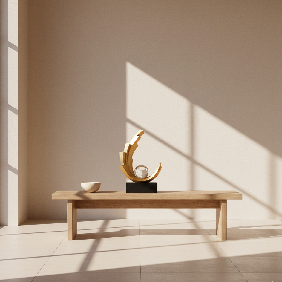 Abstract Gold Figurine with Crystal Orb