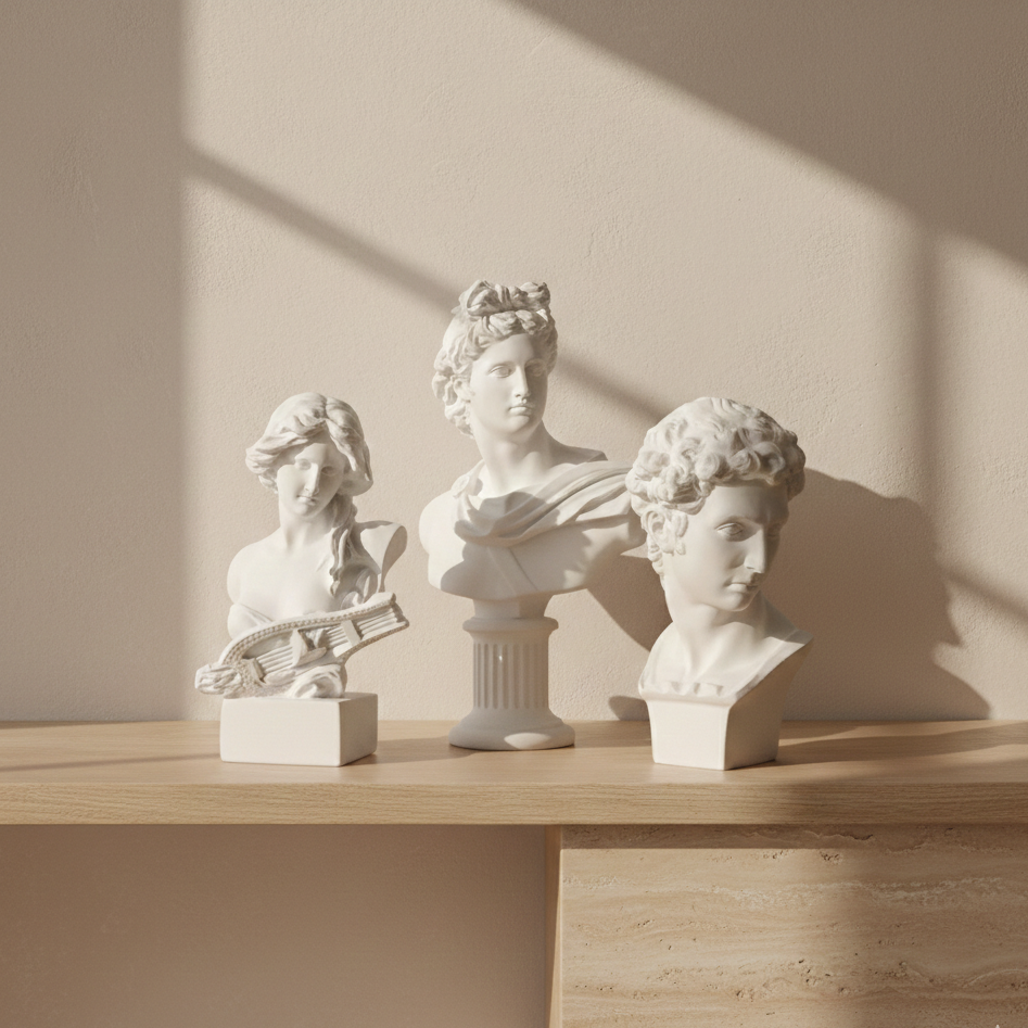 Minimalist Roman Bust Sculpture Bookend Style