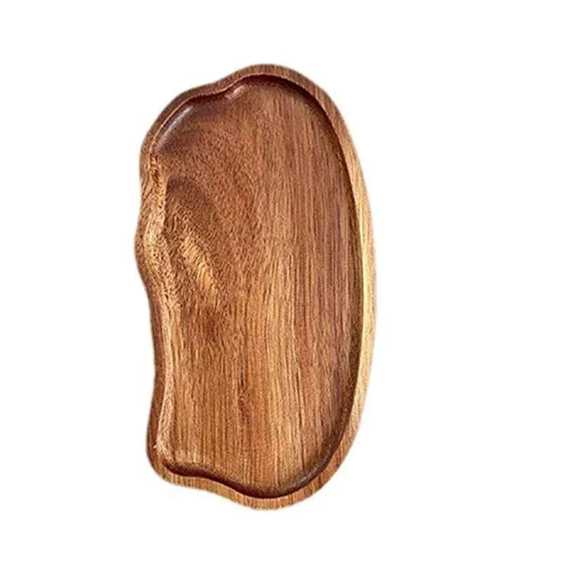 1PC Wooden Serving Trays Oval Wood Tray Platters for Serving Food Dishes Dinner Plates Solid Wood Round Dessert Plate