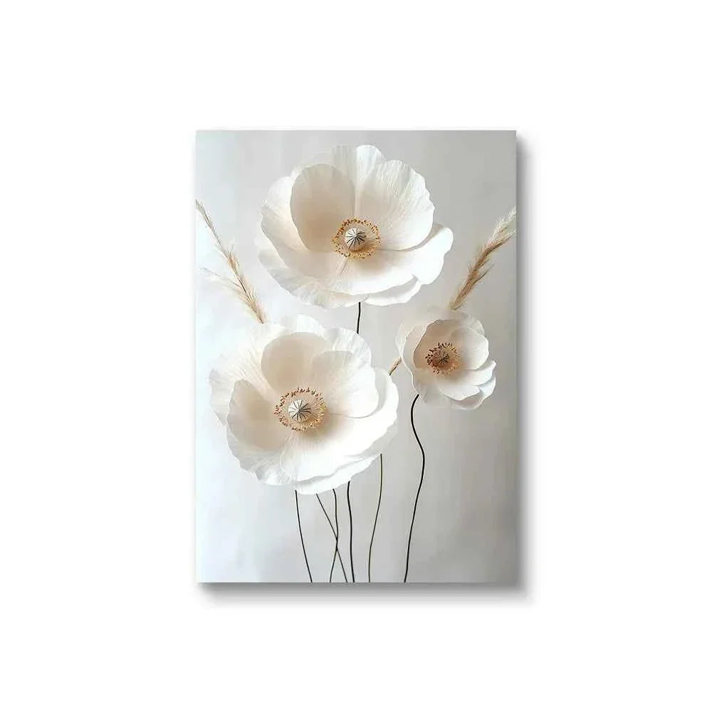 1PC/3PCS Frameless Nordic Beige Peony Flowers Canvas Painting Modern Floral Botanical Posters Aesthetic Wall Art Home Decoration