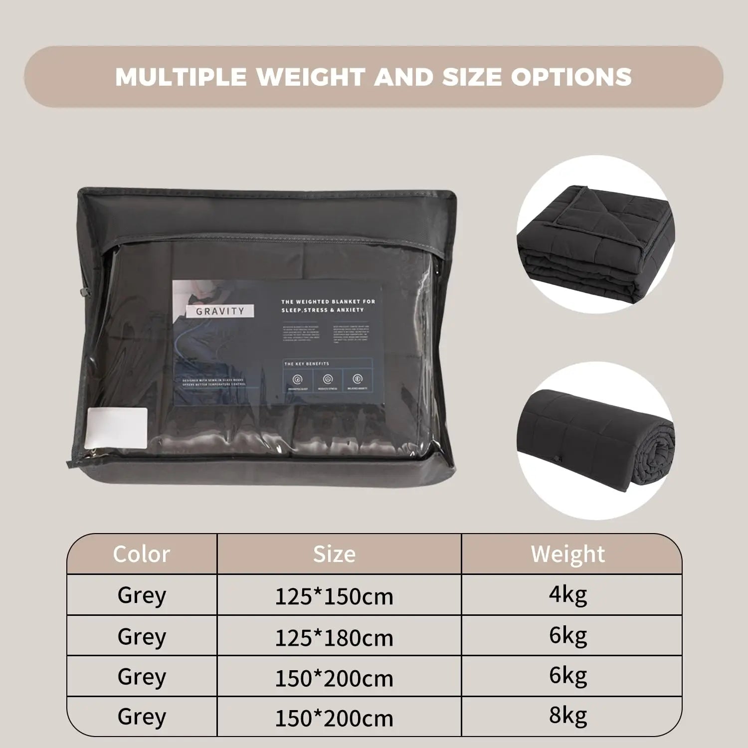 Good Nite Weighted Blanket for Adults - 4/6/8kg Heavy Double Blanket, Improves Sleep & Relaxation (Grey