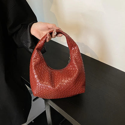 CLASSIC WOVEN EMBOSSED PU LEATHER HOBO BAG