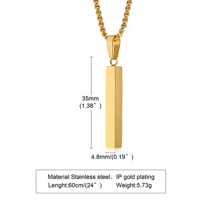 Waterproof Stainless Steel Bar Necklace