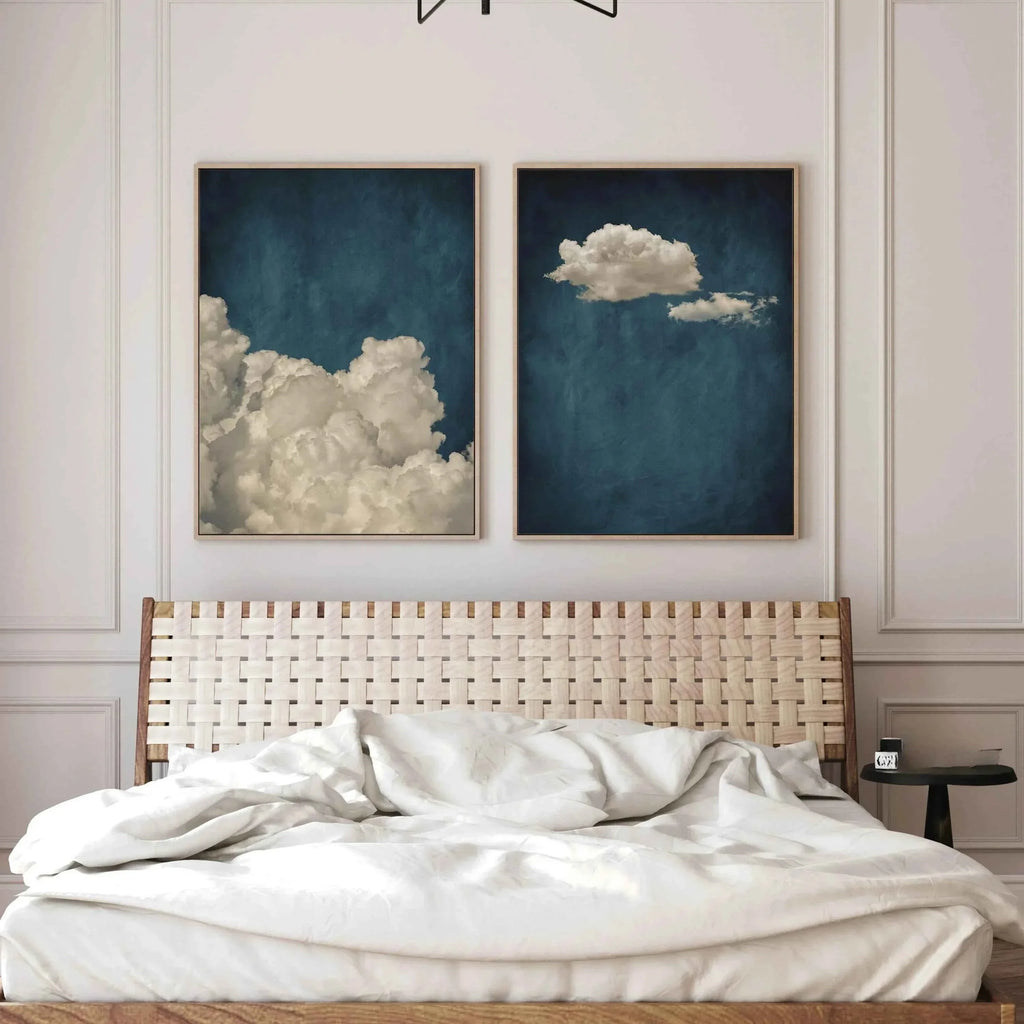 Abstract Blue Cloud Wall Art Poster Minimalist Sky Maximum Compromise Canvas Printmaking for Modern Living Room Home Decor Gifts