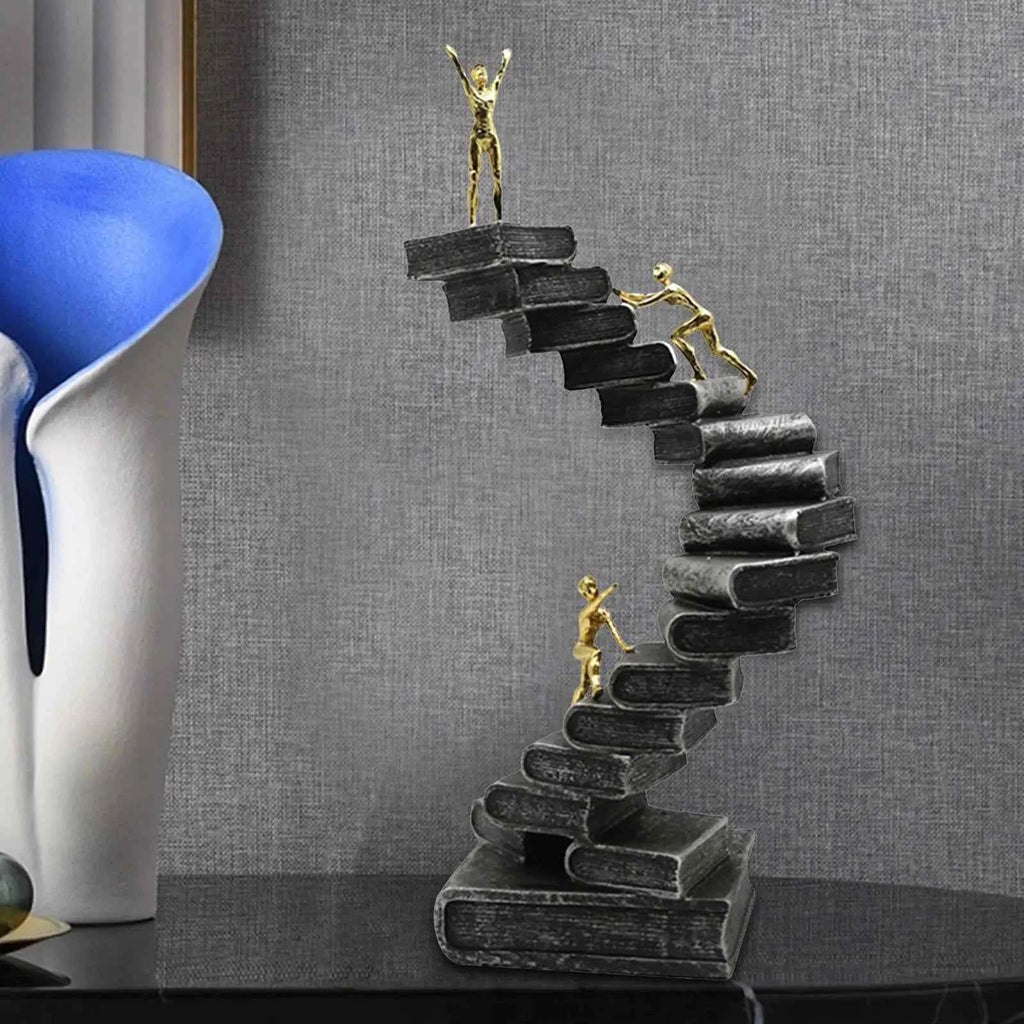 Resin Crafts Thinker Statues Ladder Statue For Bookshelf Decorative Objects Decoration Book Mountain Staircase Statue