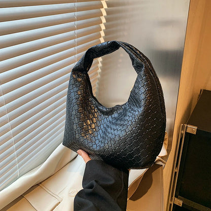 CLASSIC WOVEN EMBOSSED PU LEATHER HOBO BAG