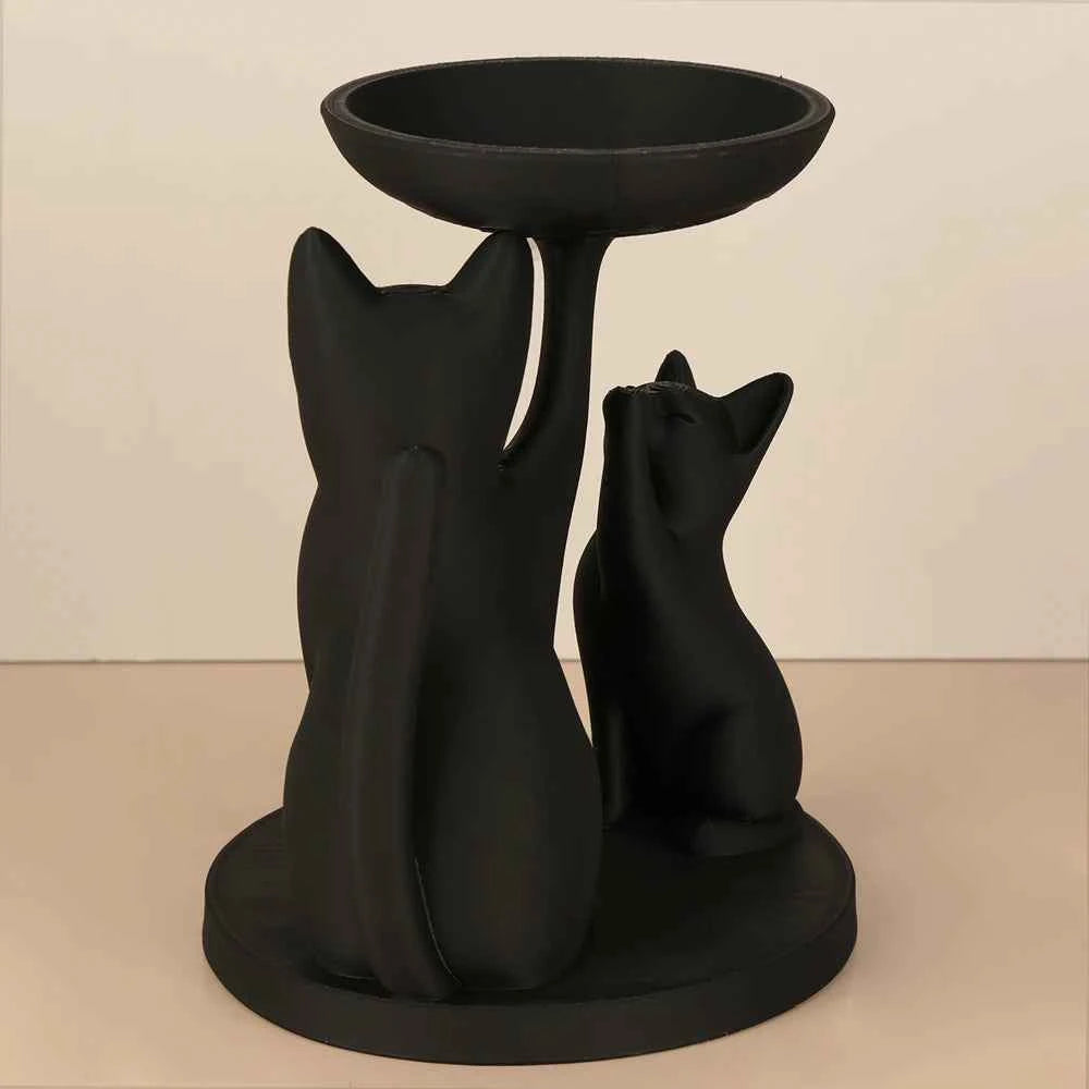 Cross-Border Dark Black Cat Family-Shaped Storage Tray For Retro Cute-Style Desktop Storage Scenario