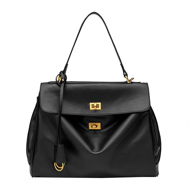 LUXURY RODEO LEATHER TOTE WITH GOLD BUCKLE