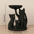 Cross-Border Dark Black Cat Family-Shaped Storage Tray For Retro Cute-Style Desktop Storage Scenario