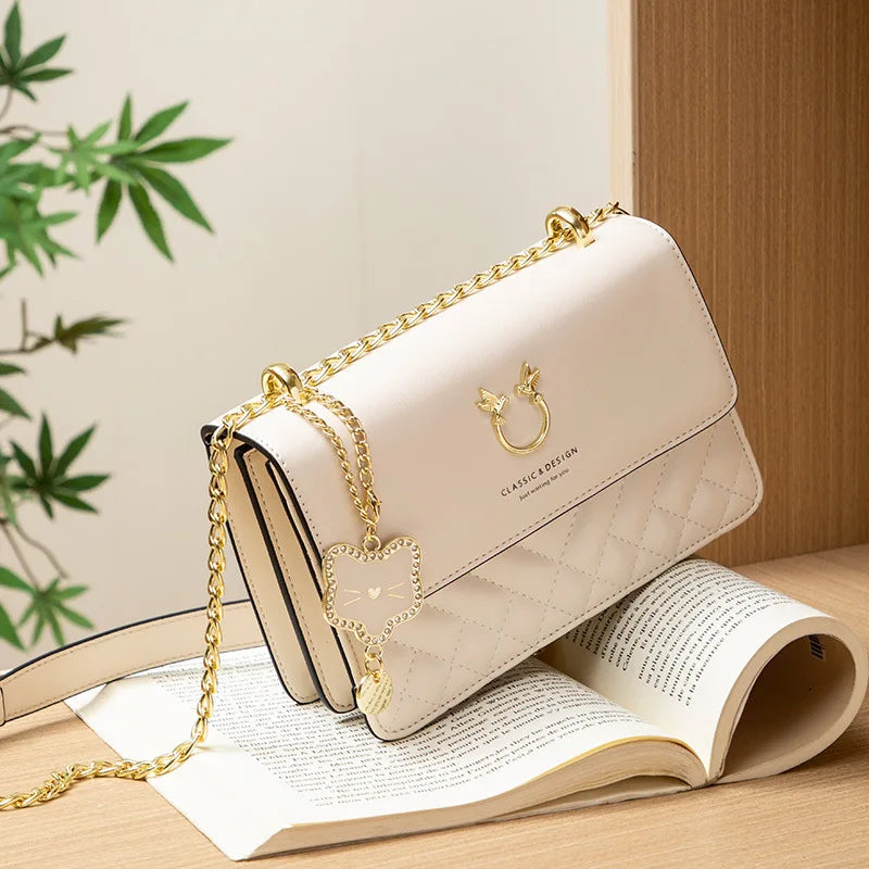 GENUINE LEATHER WOMEN’S CHAIN CROSSBODY BAG