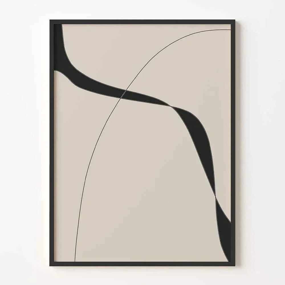 Abstract Minimal Art Print Line Drawing Poster Beige And Black Canvas Painting Modern Wall Picture Living Room Decoration