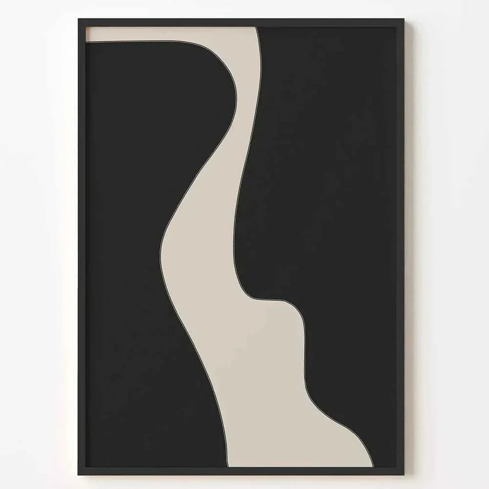 Abstract Minimal Art Print Line Drawing Poster Beige And Black Canvas Painting Modern Wall Picture Living Room Decoration