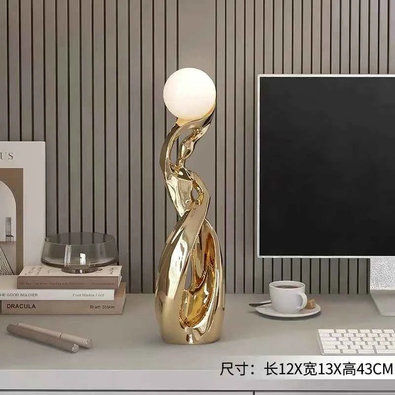 Home Decor Statue Abstract Art Ornaments Nordic Living Room Large Floor Luminous Sculpture Housewarming Gift Interior Figurines