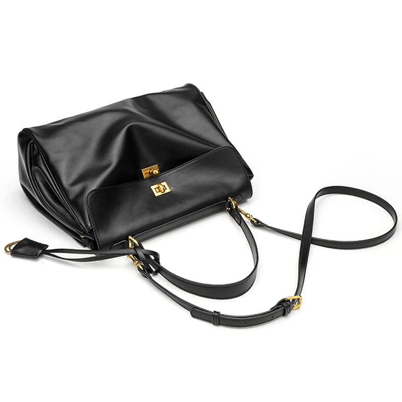 LUXURY RODEO LEATHER TOTE WITH GOLD BUCKLE