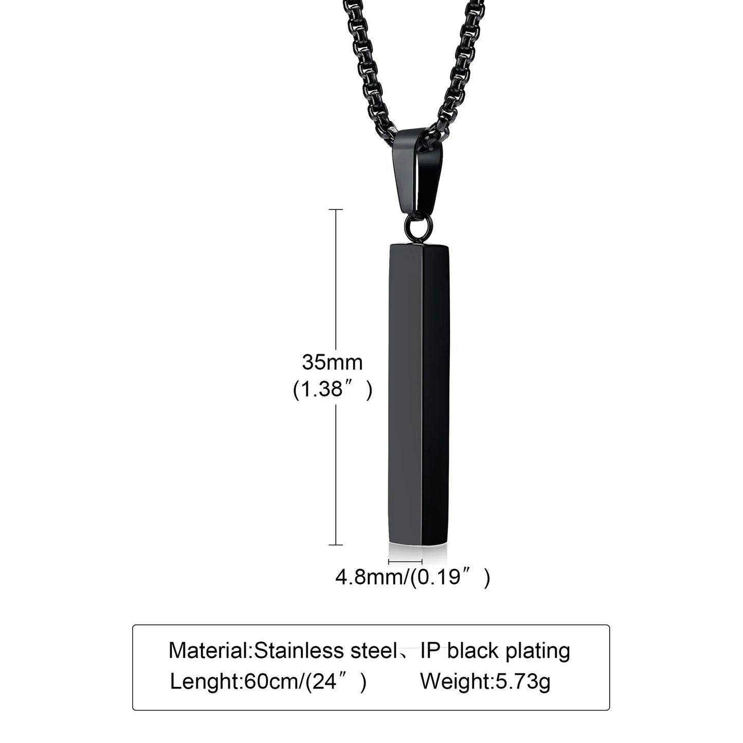 Waterproof Stainless Steel Bar Necklace