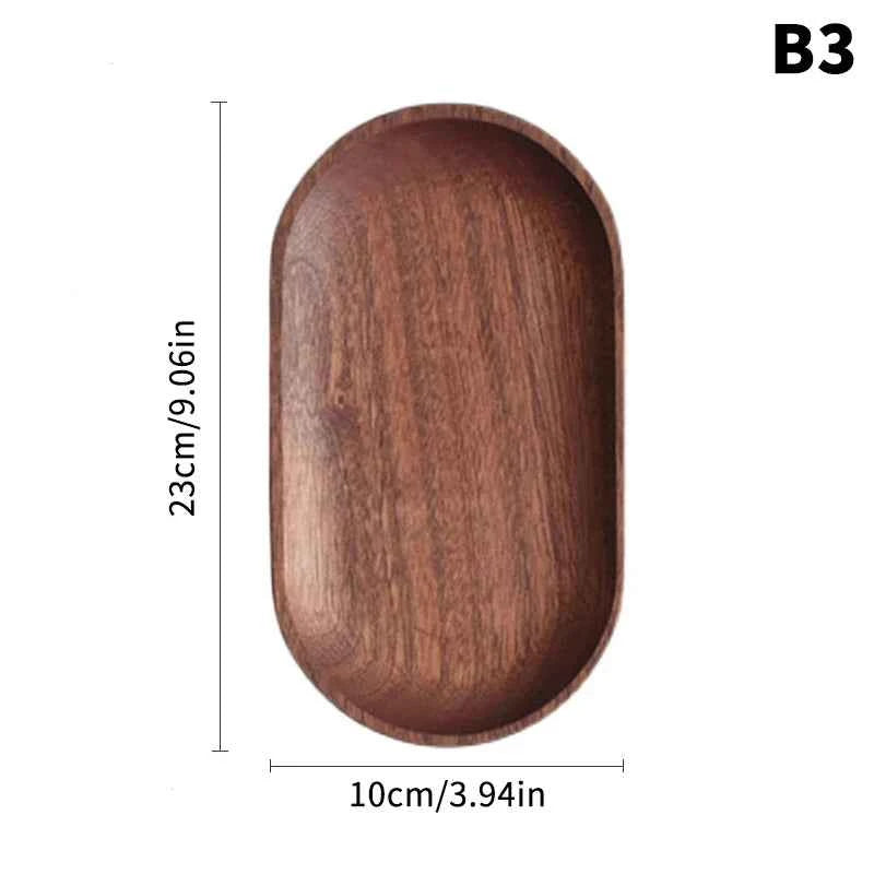 1PC Wooden Serving Trays Oval Wood Tray Platters for Serving Food Dishes Dinner Plates Solid Wood Round Dessert Plate