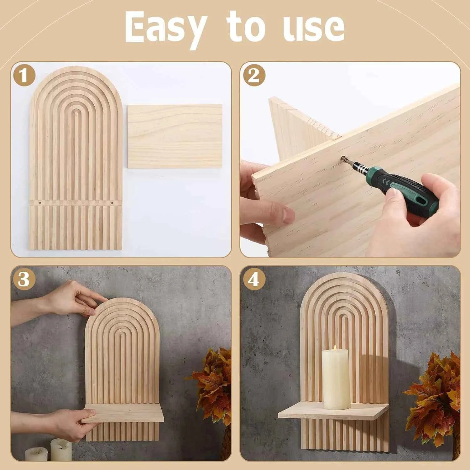 Boho Wooden Shelves for Wall Decorative Book Floating Wall Shelf for Living Room Bathroom Bedroom Classroom Office Nursery Home