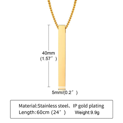 Waterproof Stainless Steel Bar Necklace