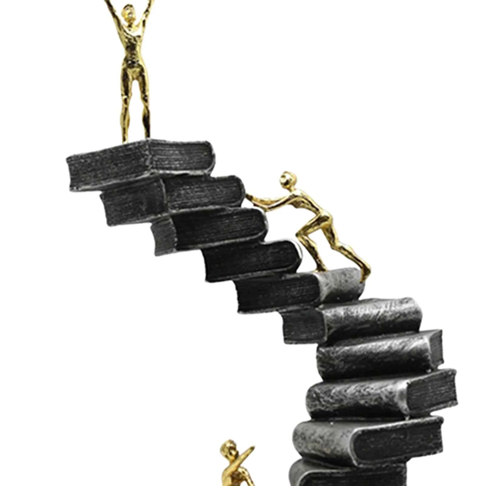 Resin Crafts Thinker Statues Ladder Statue For Bookshelf Decorative Objects Decoration Book Mountain Staircase Statue