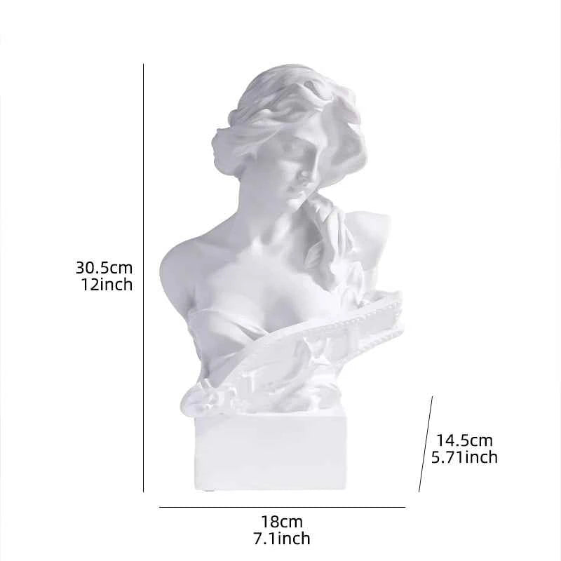 1 Pair of Harp Lady Resin Ornaments, Classic Artistic Design, Perfect for Home Decor, Desk Display, Bookshelf Decoration