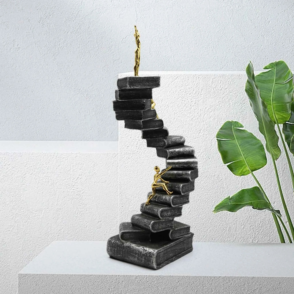 Resin Crafts Thinker Statues Ladder Statue For Bookshelf Decorative Objects Decoration Book Mountain Staircase Statue