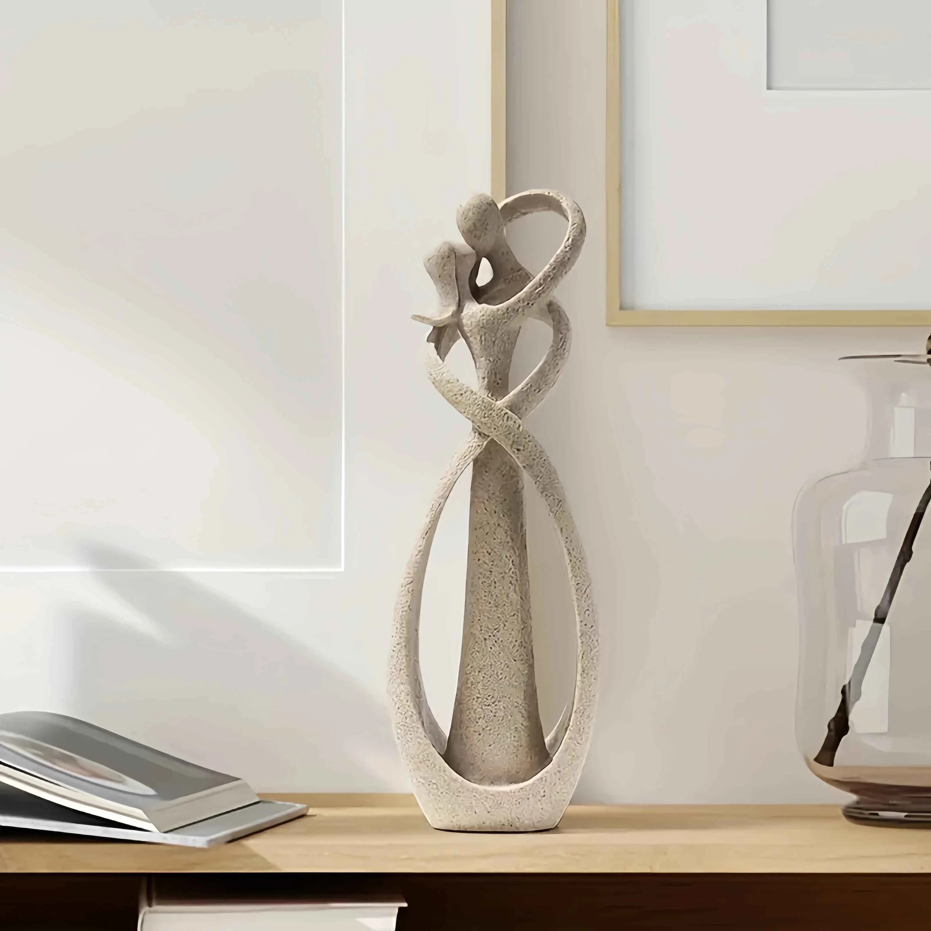 1pc, Kissing Couple Statue Abstract Sculpture Resin Statue Home Decor Modern Home Office Desktop Shelf Bookshelf Decoration