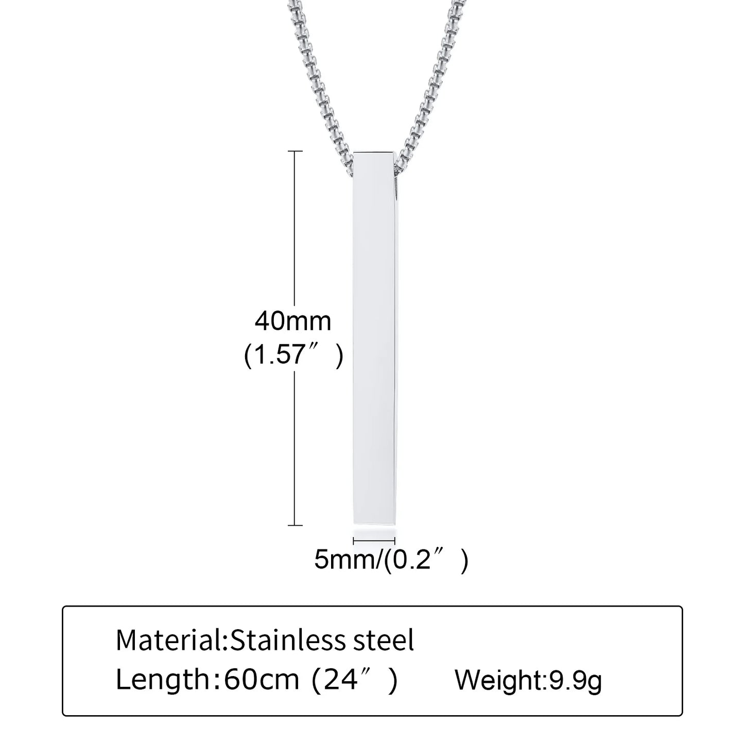 Waterproof Stainless Steel Bar Necklace