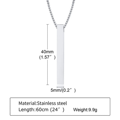 Waterproof Stainless Steel Bar Necklace