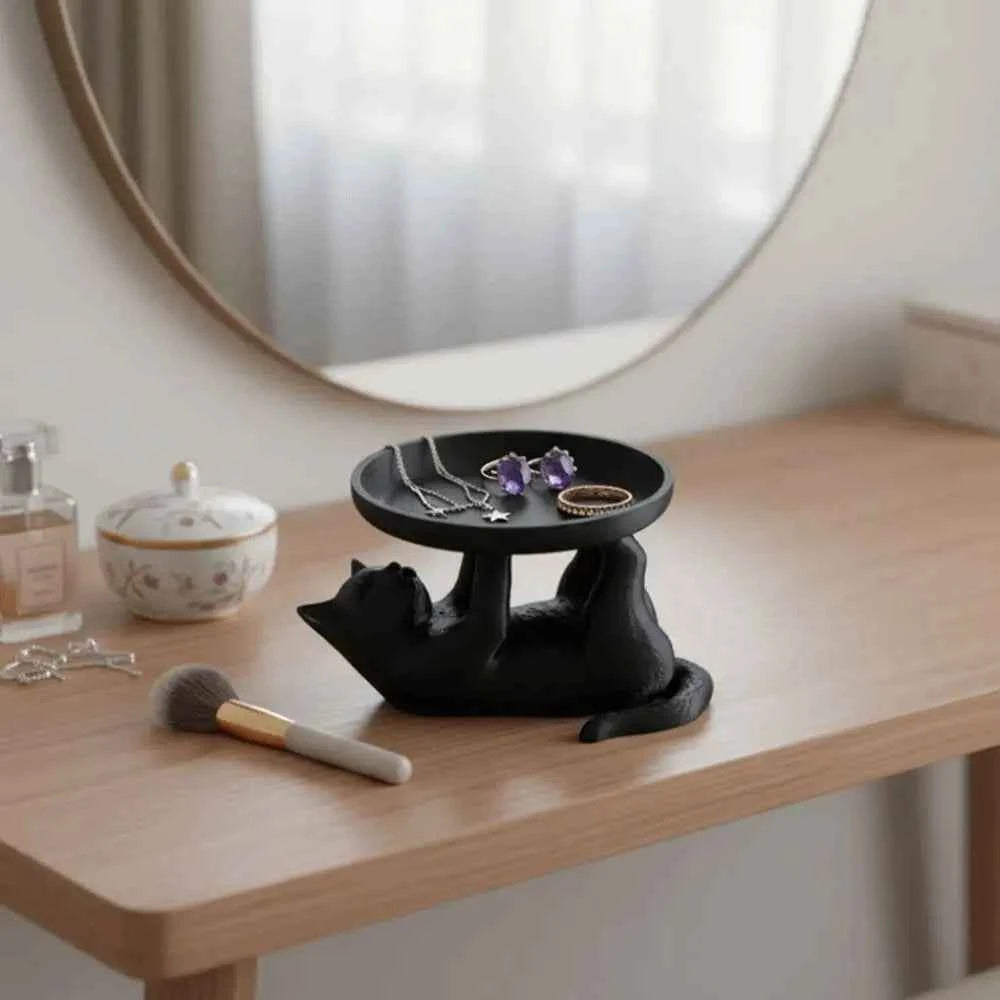 Creative Cat Shape Cat Jewelry Tray Large Capacity Black Jewelry Storage Tray Decoration INS Ring Holder Jewelry Storage