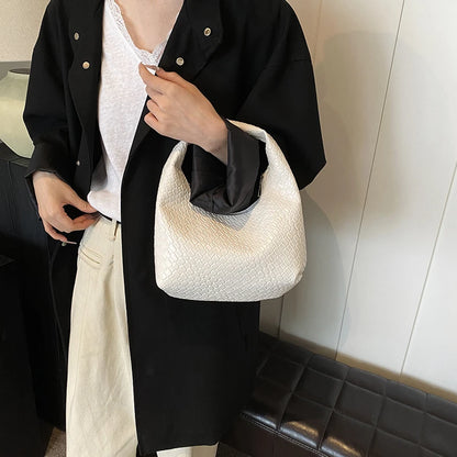 CLASSIC WOVEN EMBOSSED PU LEATHER HOBO BAG