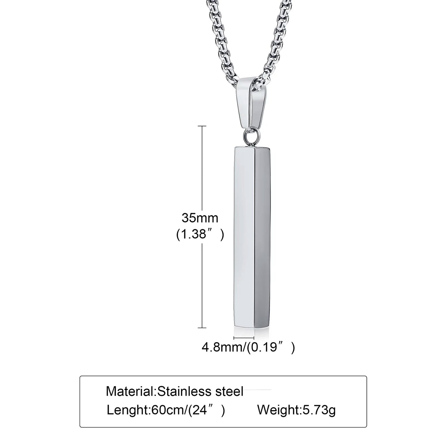 Waterproof Stainless Steel Bar Necklace