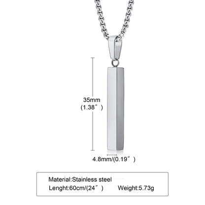 Waterproof Stainless Steel Bar Necklace