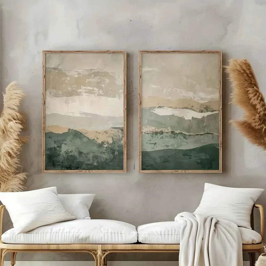 2pcs/set Japanese Retro Wabi Sabi Mountains Abstract Canvas Print Poster Modern Minimalist Art Print Home Decor Wall Art Poster