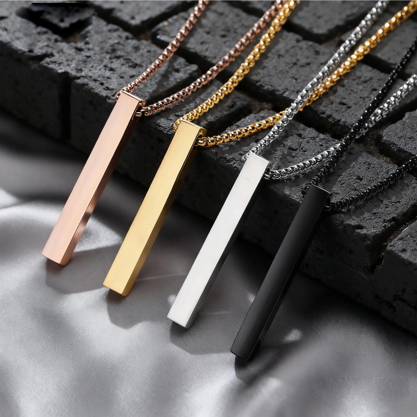 Waterproof Stainless Steel Bar Necklace