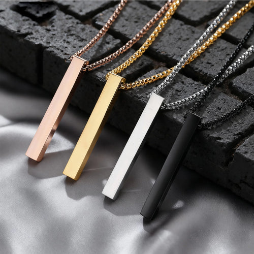 Waterproof Stainless Steel Bar Necklace