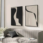 Abstract Minimal Art Print Line Drawing Poster Beige And Black Canvas Painting Modern Wall Picture Living Room Decoration