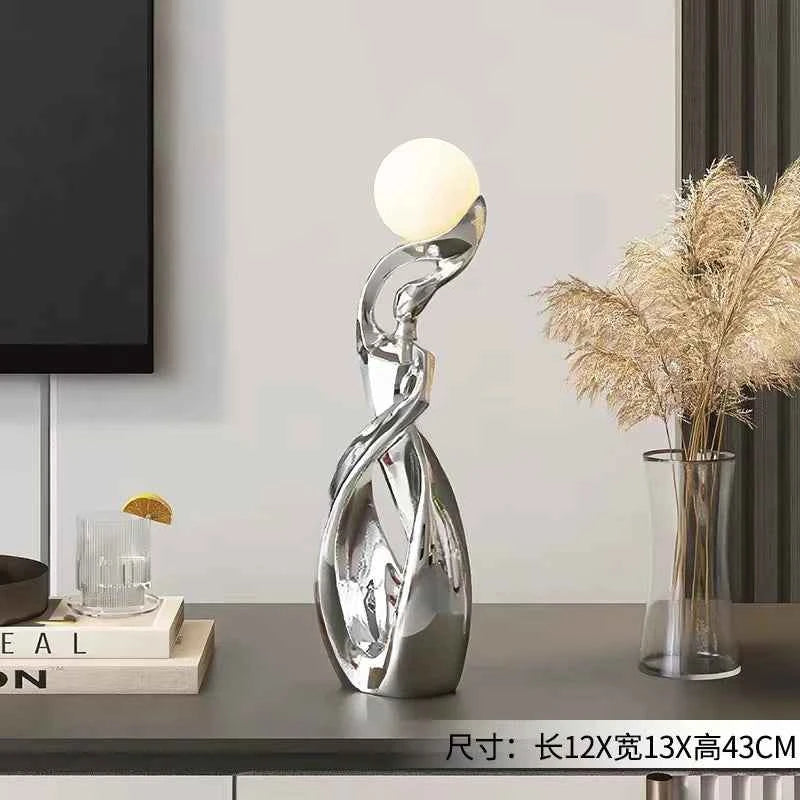 Home Decor Statue Abstract Art Ornaments Nordic Living Room Large Floor Luminous Sculpture Housewarming Gift Interior Figurines