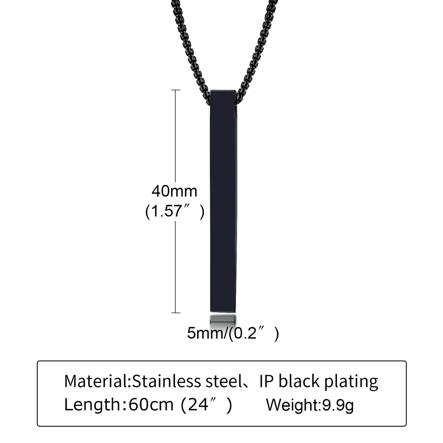 Waterproof Stainless Steel Bar Necklace
