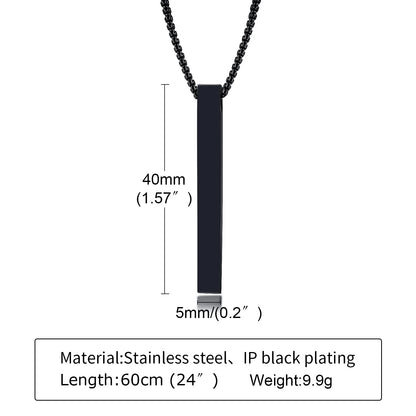 Waterproof Stainless Steel Bar Necklace