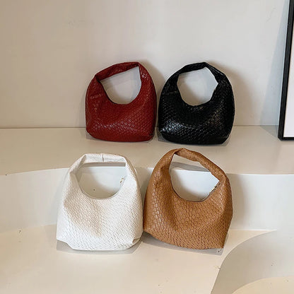 CLASSIC WOVEN EMBOSSED PU LEATHER HOBO BAG