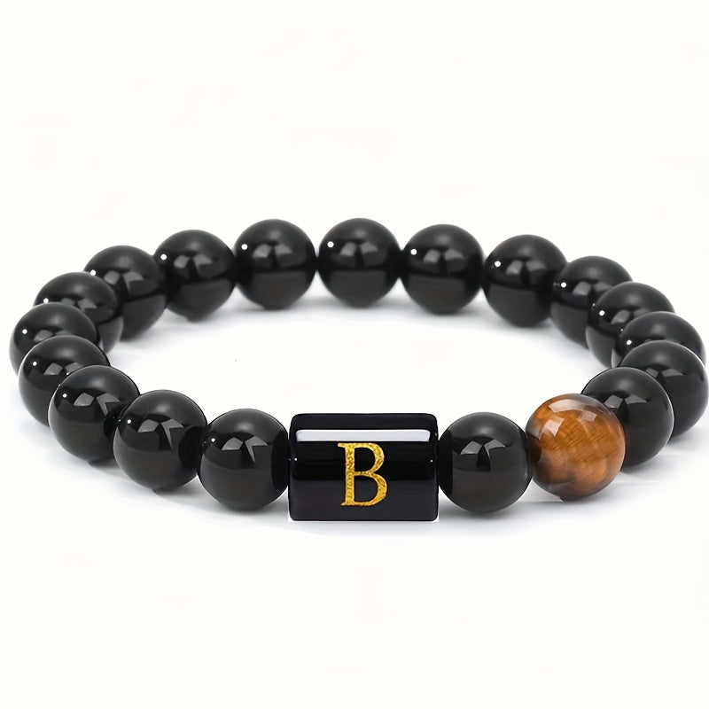 CUSTOM LETTER TIGER EYE BRACELET