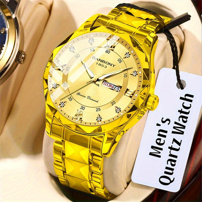 Luxury Stainless Steel Roman Numeral Quartz Watch