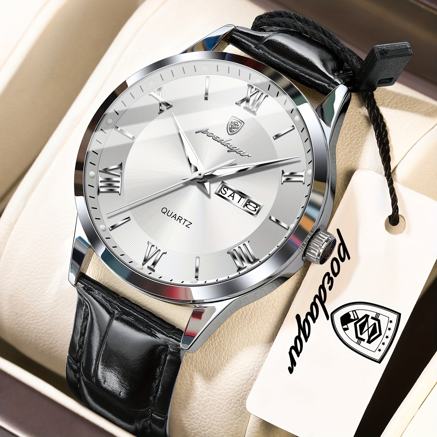 POEDAGAR MEN'S LEATHER WATCH