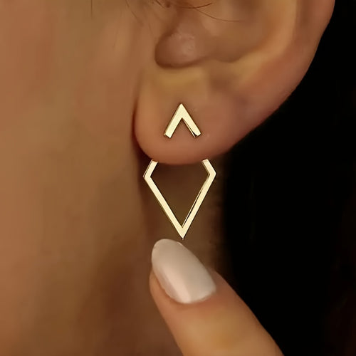 Boho Geometric Cutout Gold Stud Earrings